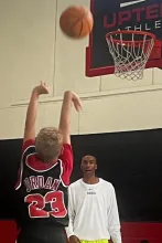 Brian being served by Jordan